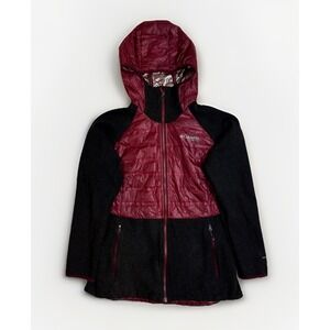 Columbia Snowfield Hybrid Jacket Goose Down Full Zip Womens Small Burgundy/Black